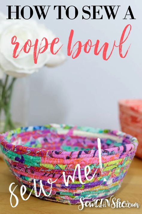 Rope Bowl Tutorial, Rope Basket Tutorial, Coiled Fabric Bowl, Fabric Basket Tutorial, Diy Rope Basket, Rope Projects, Diy Bowl, Fabric Bowls, Rope Crafts