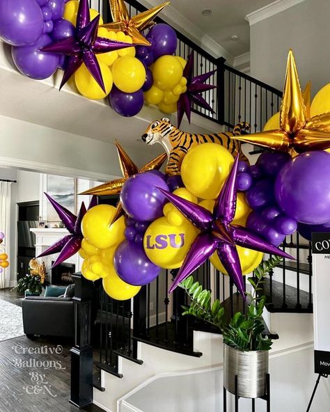 Go Tigers!! 💜🐅💛🎓 | Instagram Lsu College, Grad Party Theme, West Chester University, Senior Year Fun, Film Party, Trunk Party, Dream Collage, Go Tigers, Senior Year Of High School