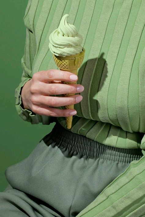 Green shamrock colour Food Styling, Hand Fotografie, Hijau Mint, Photo Series, Green Pants, Ice Cream Cone, Green Aesthetic, Shades Of Green, Color Inspiration