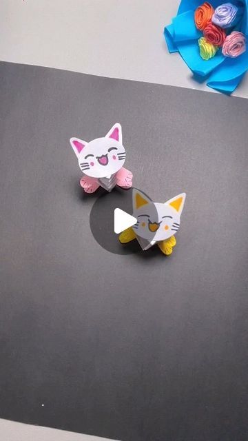 Easy Oragami Things To Make, Kitten Origami, Simple Origami For Kids, Cat Crafts For Kids, Manualidades Cute, Paper Cat Craft, Paper Rose Craft, Origami Kids, Kids Craft Gifts