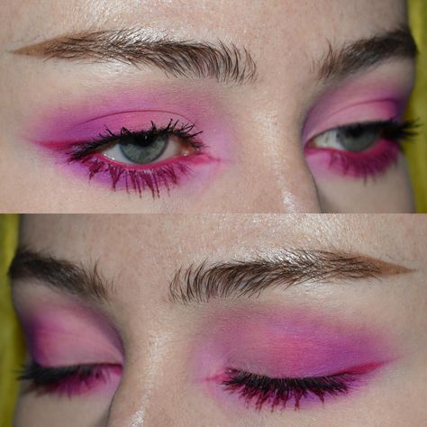 Hot Pink And Blue Makeup Looks, Earthy Eye Makeup, Pink Mascara Looks, Trippy Makeup, Maximalist Makeup, Pink Eyeshadow Look, Maquillage On Fleek, Funky Makeup, Mango Tango