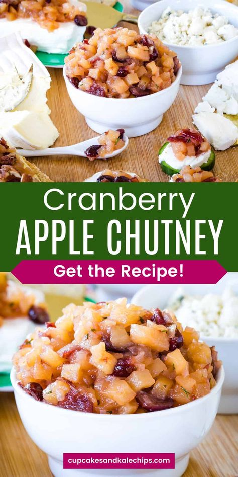 Easy Apple Chutney Recipe, Cranberry Apple Chutney, Cranberry Chutney Recipe, Thanksgiving Side Dishes Crockpot, Apple Chutney Recipe, Thanksgiving Side Dishes Healthy, Thanksgiving Side Dishes Easy, Apple Chutney, Cranberry Chutney