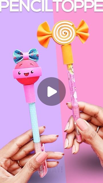 Candy Pencil, Pencil Topper Crafts, Pen Toppers, Pencil Toppers, Instagram Diy, Diy Candy, March 8, Diy Videos, Easy Diy