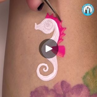 Let’s paint an adorable Seahorse! 🩵🩷 | Let’s paint an adorable Seahorse! 🩵🩷 | By Carolina The DoodlerFacebook Seahorse Face Paint, Seahorse Acrylic Painting, Color Seahorse Tattoo, Sea Horse Painting Easy, Seahorse Abstract Art, Painting Tattoo, Face Painting, Let It Be, Tattoos