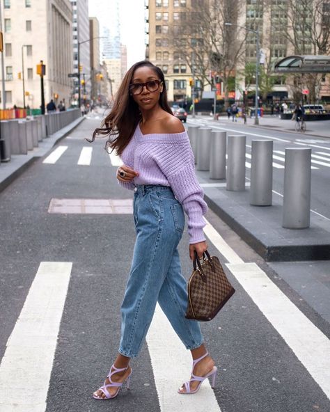 Chinyere Chi-Chi Adogu 🇳🇬👸🏽 on Instagram | Black Woman in Lavender Sweater and Lavender Heels   Black and Bougie | Black Women In Luxury | Black Women Luxury Lifestyle | Black Women Luxury Aesthetic Girls Spring Fashion, Girls Winter Fashion, Fashion Highlights, Outfits Jeans, Fashion Teenage Girls, Summer Fashion Dresses, Looks Street Style, Instagram Handle, Black Women Fashion