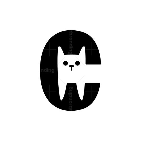 Letter C Cat Logo for sale. A cute design of the letter C with a cat design incorporates into the logomark C Design Letter, C Logo Design Ideas, Cute Cat Icon, Cute Cat Logo, Logo Chat, Cat Feed, C Logo Design, Cat Branding, Cat Logos