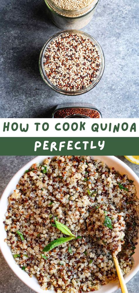 How to Cook Quinoa (Stovetop, Rice Cooker, Instant Pot, Microwave) by a Registered Dietitian and Certified Chef. Make perfectly fluffy quinoa every time using my foolproof methods and never eat mushy quinoa again! Plus, find easy and healthy quinoa recipes sprinkled throughout. Quinoa Recipes Healthy Easy, What Is Quinoa, Perfect Quinoa, Quinoa Recipes Easy, Cook Quinoa, Quinoa Recipes Healthy, Easy Quinoa, Making Quinoa, Quinoa Healthy