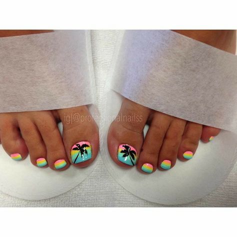 Orange Toe Nails, Green Toe Nails, Beach Toe Nails, Purple Toe Nails, Pink Toe Nails, Cruise Nails, Pedicure Ideas, Toe Nail Color, Tropical Nails