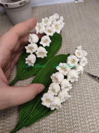 Crocheted Lily Of The Valley, Crochet Lily Of The Valley Pattern, Crochet Lilly Pattern, Crochet Lily Of The Valley Free Pattern, Lily Of The Valley Crochet Pattern, White Crochet Flowers, Lily Of The Valley Crochet, Crochet Lily Of The Valley, Crochet Lily