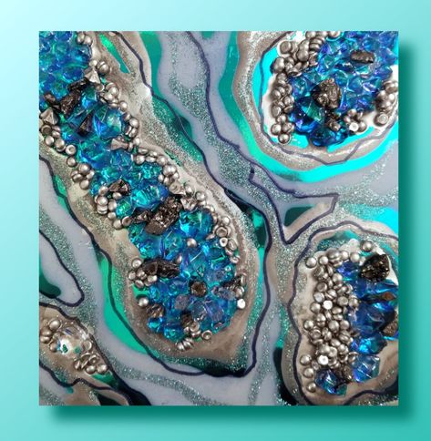 Holographic geode art by #creativereflections #resin #resinart #risingartist #giftideas #geodeart #geode #office #abstractart #fluidpainting #fluidart #artfortheheart #artsy #artistoninstagram #sea #artforsale #interiordesign #wvartist #eyecandycustomz #promarineresin #homedecor #holographic Painting On Canvas For Beginners, Wood Resin Table, Canvas For Beginners, Resin Art Painting, Geode Art, Resin Wall Art, Acrylic Pouring Art, Crystal Resin, Resin Furniture