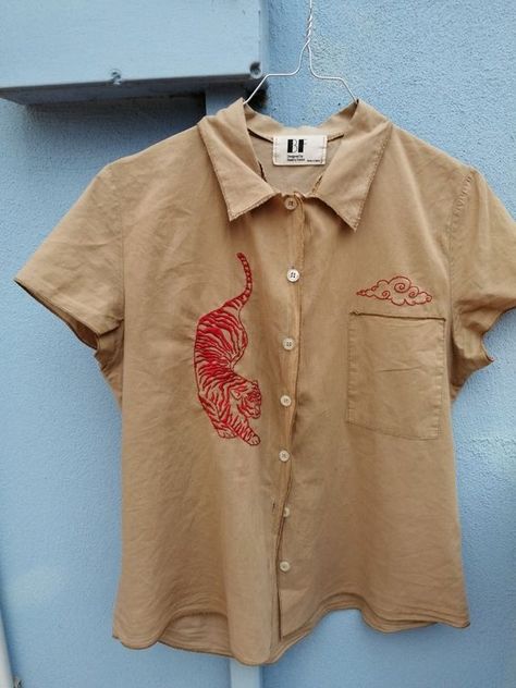 Red Embroidery on shirt Men's Shirt Embroidery, Button Down Shirt Embroidery, Hand Embroidery Shirt Men, Embroidery Shirt For Men, Embroidered Pants Men, T Shirt Embroidery Ideas For Men, Embroidery Patterns For Men, Hand Embroidered Jacket, Men Embroidery Shirts