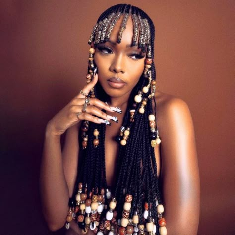 Unique Braid Styles For Black Women, Beaded Cornrows, Unique Hairstyles For Black Women, Siren Oc, Drawing Dreams, Braids And Beads, Cornrows With Beads, Bday Outfits, Unique Braids