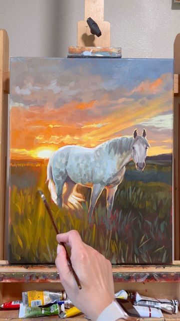 Sarah Dean | Art For Horse Lovers on Instagram How To Paint Horses Step By Step, Horse Art Painting, Painting Of Horse, Art Competition Ideas, Watercolor Horse Painting, Horse Art Drawing, Horse Paintings, Western Paintings, Watercolor Horse