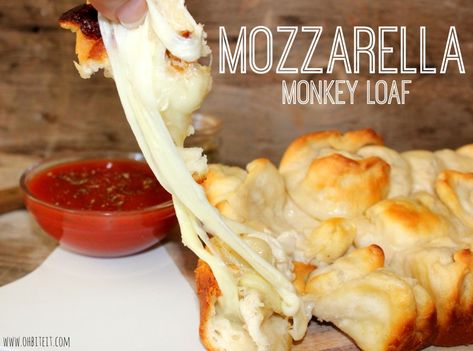 Mozzarella Monkey Bread! Pizza Dough Monkey Bread, Monkey Bread Loaf, Bread Rolls Recipe, Bread Appetizers, Bread Loaf, Bread Bun, Monkey Bread, Pizza Dough, Homemade Bread