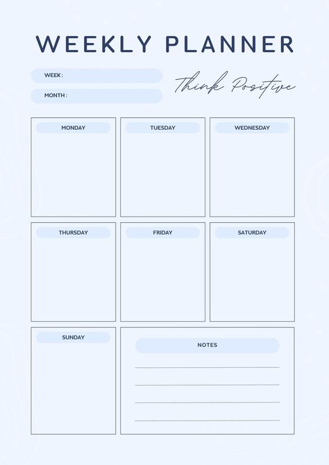 Blue Cream Clean Simple Minimalist Weekly Planner A4 - Templates by Canva Study Planner Printable Free, Weekly Planner Pdf, Minimalist Weekly Planner, Life Planner Organization, Etsy Planner, Study Planner Printable, Digital Weekly Planner, Ultimate Planner, School Organization Notes