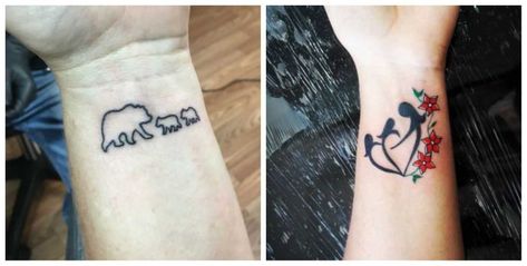 Baby Bear Tattoo, Twins Tattoo, Mom Baby Tattoo, Tattoo Ideas For Moms, Twin Tattoos, Mom Of Twins, 2 Tattoo, Mom Tattoo Designs, Tattoo For Son