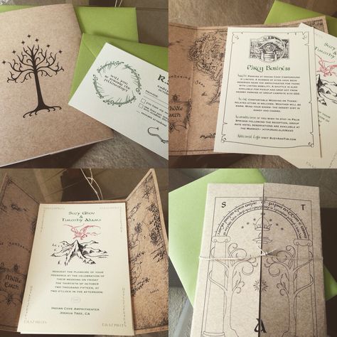 my fiance made these awesome Lord of the Rings Invitations #LOTR #weddinginvitations Lord Of The Rings Card Birthday, Lord Of The Rings Invitations, Lord Of The Rings Wedding Invitations, Lotr Wedding Invitations, Lord Of The Rings Wedding Theme, Lotr Wedding Ideas, Tolkien Wedding, Middle Earth Wedding, Lord Of The Rings Wedding