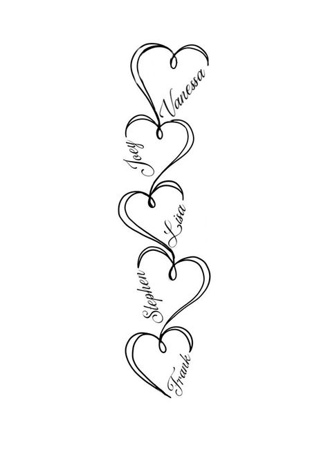 Mother Of Five Tattoo, Tattoo Ideas For Neices, Tattoo Ideas For Childs Birth, Tattoo Ideas Older Female, Heart With Initals Tattoo, 4 Daughters Tattoo, Tattoos With Grandkids Names, Mother Of 4 Tattoo Ideas Unique, Mother Of 6 Tattoo Ideas