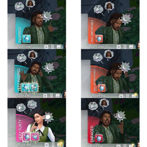 Sims 4 - UI Emotions Pose Overrides | Patreon Sims4 Selfie Override, Sims 4 Overrides For Gameplay, Sims 4 Ui Color, Sims 4 Emotions, Sims 4 Main Menu Override, Override Sims 4, Sims 4 Overrides, Sims Design, Cc Makeup