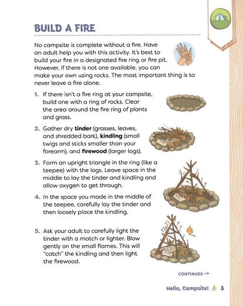 Prepare for an exciting adventure in the great outdoors! There is a lot to explore and experience while camping or hiking, even if it's just in your own backyard. Encourage young ones to discover the world around them and acquire important survival skills with the Camping Activity Book for Kids. Kids will learn how to overcome challenges such as setting up camp, building a shelter, making a compass, tying a bowline knot, identifying plants and animals, observing the weather, and much more. They Trail Life Usa Activities, Compass Activities For Kids, Survival Tips Outdoor, Scout Camping Activities, Identifying Plants, Trail Life Usa, Camping Trip Essentials, Scouts Activities, Camping Week