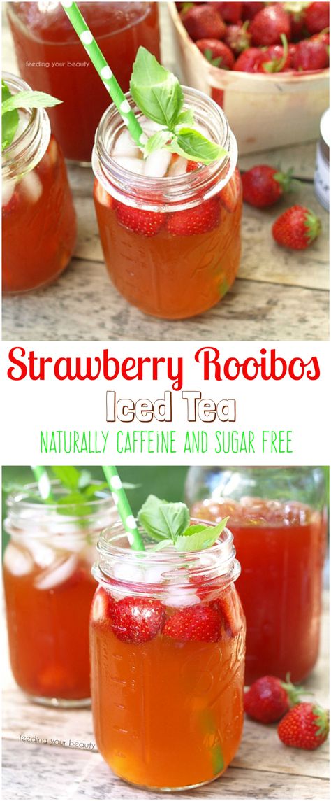 Rooibos Iced Tea, Flavored Tea Recipes, High Calorie Diet, Iced Tea Recipes Homemade, Strawberry Tea, Iced Tea Recipes, Rooibos Tea, Healthy Food Delivery, Ice Tea