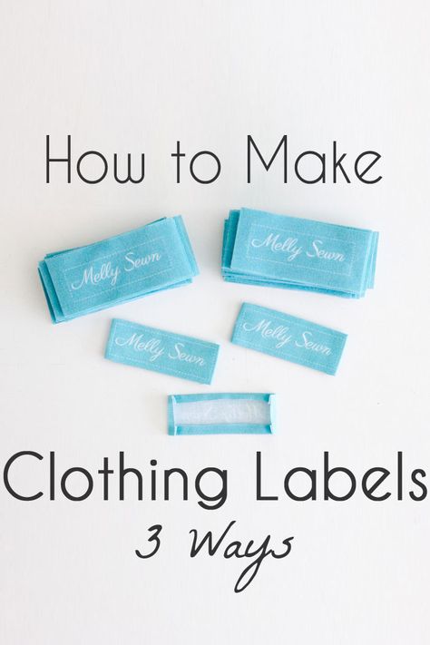 How to Make Clothing Labels - 3 Ways to Make Clothing Tags for Your Handmade Items - Melly Sews Clothes Labels, Desain Merek, Sewing Labels, How To Make Labels, Make Clothes, Beginner Sewing Projects Easy, Fabric Labels, Leftover Fabric, How To Make Clothes