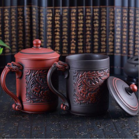 Promotion! Zisha Large Cups Ceramic Double Color Embossed Dragon And Phoenix Cup Phoenix Design, Tea Culture, China Style, Stil Elegant, Stoneware Ceramics, Chinese Tea, Great Conversation Starters, Sand Color, Chinese Culture