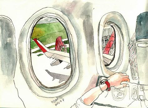 2014 sketching travel-January by Sunga Park, via Behance Sketch Book Travel, Travelling Sketch, Travel Drawing Sketches, Illustration Journal, Travel Journal Scrapbook, Color Pencil Illustration, Travel Art Journal, Diy Travel Journal, Travel Sketchbook