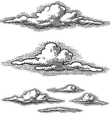 Grafika Vintage, 심플한 그림, Cloud Tattoo, Cloud Vector, Seni 2d, Engraving Illustration, 흑백 그림, Cloud Drawing, Pen Art