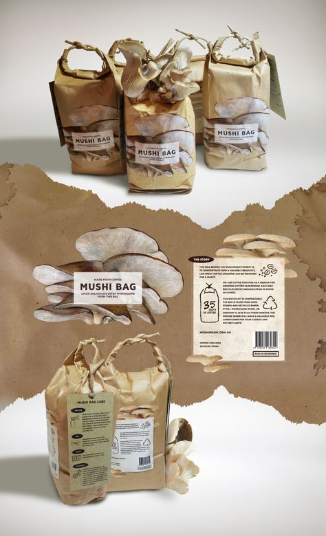 Packaging And Label, Beer Pack, Black Dessert, Tiny Farm, Mushroom Kits, Mushroom Grow Kit, Oyster Mushrooms, Kitchen Bench, Edible Mushrooms