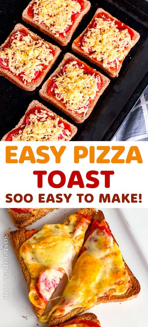 This Pizza Toast is very easy and quick to make. It’s one of our favorite recipes to prepare for dinner or a simple snack. you can prepare it with various toppings. You can use all vegetables, cheese, charcuterie, and cooked meat. you have in the fridge. Use any toppings of your choice and let’s discover different flavors. Sweet Desserts Easy, Recipes For Biscuits, Breakfast Chicken, Pizza Toast, Toast Pizza, Salads Recipes, Appetizers Recipes, Easy Pizza, Recipes Yummy