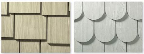 Scalloped vs Staggered Edge Siding - Modern homes have beautiful clean sharp lines but some homeowners appreciate a delicate touch Scallop Siding Exterior, Hardie Shingle Siding, Home Siding, Shingle Siding, James Hardie, Traditional Exterior, House Siding, Fiber Cement, Vinyl Siding