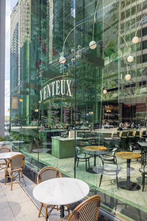 City Cafe Aesthetic, Maximalist Coffee Shop, Venteux Chicago, Cafe Aesthetic Exterior, Amazon Cafe, Chicago Cafe Aesthetic, Barista Lifestyle, London Cafes Aesthetic, Chicago Cafe