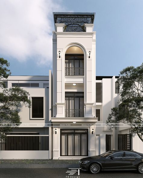 Neo Classic House Design, New Classic House Design Exterior, Classic Modern House Facade, Neo Modern Architecture, Flat House Design Exterior, Classic House Facade Design, Neoclassical Exterior Design, New Classic Exterior Villa, Flat Exterior Design