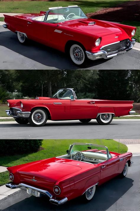 1957 Ford Thunderbird E-Code Convertible Thunderbird Car 1957, Vintage Cabriolet, Ford Thunderbird 1955, 1957 Thunderbird, Thunderbird Car, 1957 Ford Thunderbird, Classic Car Garage, Automotive Illustration, Cool Old Cars