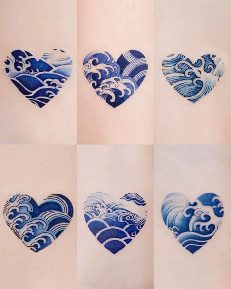 𝗦𝗧𝗨𝗗𝗜𝗢𝗕𝗬𝗦𝗢𝗟_𝗘.𝗻𝗮𝗹 on Instagram: “Wave Hearts 💙🌊 @studiobysol @e.nal.tattoo” Sea Heart Tattoo, Wave Heart Tattoo Simple, Heart Water Tattoo, Heart Of The Ocean Tattoo, Heart Waves Tattoo, Blue Heart Tattoo Ideas, Blue Heart Tattoo, Ocean Heart Tattoo, Small Wave Heart Tattoo