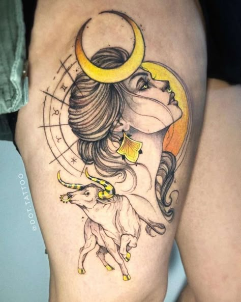 SOURCE Taurus Quotes Tattoo, Tattoos For Grandparents Meaningful Alive, Taurus Goddess Tattoo, Taurus Symbol Tattoo, Taurus Bull Tattoos, Scorpio Zodiac Tattoos, Half Sleeve Tattoo Stencils, Bull Skull Tattoos, Taurus Tattoo