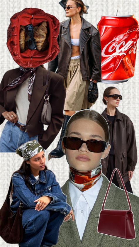 Fall 2024 Inspo: Brown Leather, Scarves   •	Fall 2024 fashion trends 	•	Street style fashion 	•	Oversized sunglasses 	•	Leather jackets 	•	Headscarf fashion 	•	Chic outerwear 	•	Layered outfits 	•	Statement accessories 	•	Urban fashion 	•	Vintage inspired looks 	•	Casual chic style 	•	High fashion streetwear 	•	Bold fashion statements 	•	Designer handbags 	•	Modern fall outfits Fashion Trend Predictions 2024, Modern Fall Outfits, Headscarf Fashion, High Fashion Streetwear, Layered Outfits, Red Rocket, Fall 2024 Fashion, Chic Outerwear, Look Casual Chic