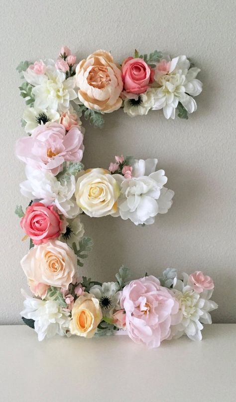 Floral Letter Floral Initial Nursery Letter Flower Letter | Etsy Flower Letters Diy, Floral Graduation Party, Boho Chic Nursery, Shabby Chic Nursery, Chic Nursery, Floral Initial, Diy Event, Diy Letters