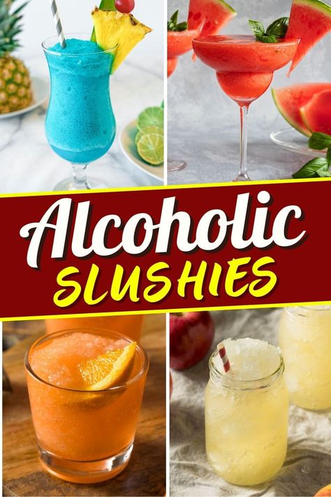 Sorry kids, but these alcoholic slushies are not for you. Loaded with tequila, vodka, rum, and more, these sweet, fruity drinks are here to make your summer shine. Slushie Alcoholic Drinks, Blended Liquor Drinks, Road Trip Alcohol Drinks, Slush Alcohol Drinks, Sangria Slushies, Alcohol Slushies, Vodka Slush Recipe, Slushy Alcohol Drinks, Alcoholic Slush Recipes