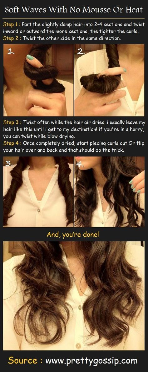 15 Tutorials for Curls without Heat - Pretty Designs How To Curl Hair, Curls Without Heat, Hair Without Heat, Curls No Heat, Curl Your Hair, Twisted Hair, Curl Hair, Smink Inspiration, Air Dry Hair