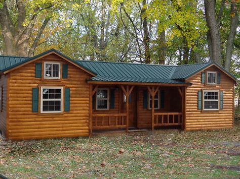 TINY HOUSE TOWN: Amish Cabin Company Kits, Starting at $16,350 Tony Homes, Pre Built Cabins, Modular Log Homes, Modular Log Cabin, Amish Cabins, Modular Cabins, How To Build A Log Cabin, Tiny House Towns, Portable Cabins