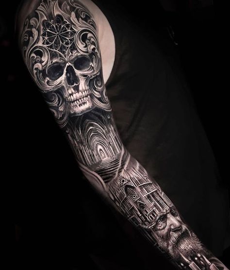 Ripper Tattoo, Biomech Tattoo, Aztec Tattoos Sleeve, Dr Woo, Filigree Tattoo, Occult Tattoo, Skull Sleeve Tattoos, Realistic Tattoo Sleeve, Full Sleeve Tattoo Design