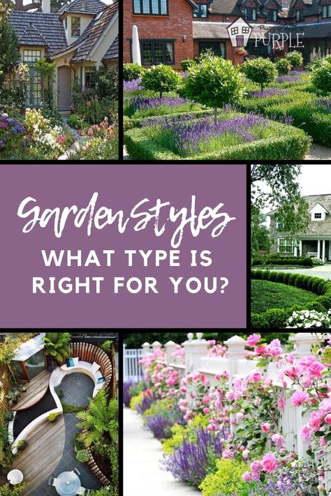 Garden Styles - What type is right for you? Learn about traditional, cottage and modern/contemporary garden design styles and how to mix and match elements from each! #Gardening #Landscaping Country Cottage Garden, Contemporary Garden Design, Prairie Garden, Traditional Cottage, Easy Landscaping, Modern Garden Design, Purple Garden, Garden Types, Family Garden