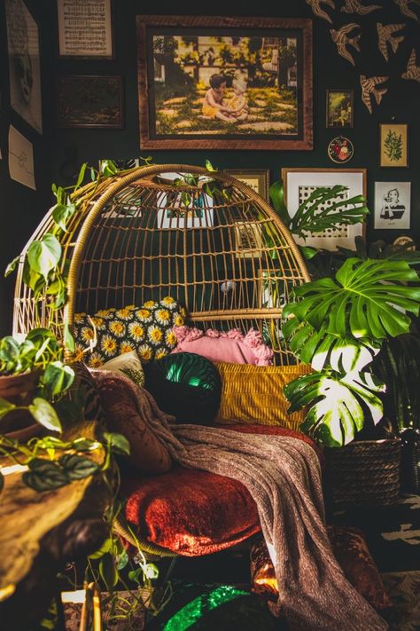 Bohemian Jungle Office Inspiration | vaughan-house.com Furniture, Plants, Home Décor, Instagram, Jungle Office, Office Inspiration, Hanging Chair, Bed, Home Decor