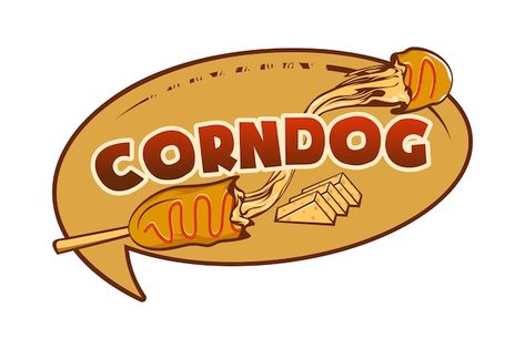 Corn Dog Logo Design, Corndog Logo, Corndog Aesthetic, Corn Dog, World Music Day, Fathers Day Banner, Dog Bread, Cheese Brands, Cheese Dog