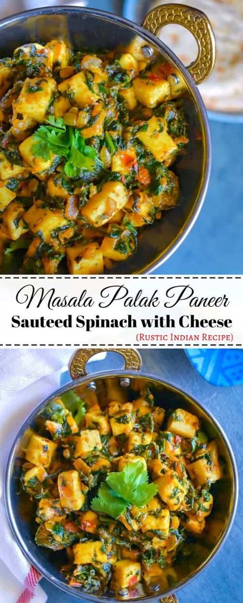 Spinach With Cheese, Easy Spinach Recipes, Indian Bread, Sicilian Recipes, Sauteed Spinach, Paneer Recipes, India Food, Vegetarian Dinners, Spinach Recipes