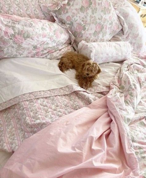 Soft Life Era, A Soft Life, Strawberry Cookie, Puppy Bed, Soft Life, Pink Aura, Aesthetic Moodboard, Floral Bedding, Bedroom Aesthetic