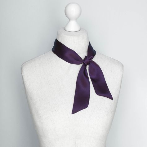 The deep purple silk hand-made skinny scarf from 100% natural silk This deep purple silk bow tiу adds a silky, sophisticated accent for year-round wear. This accessory can be worn in different ways: a necklace with a tie on the back, a headband, or a wrist. The silk scarf is a perfect way to accentuate simple clothes to look classic. Composition: 100% natural silk 19 mm Size: Approximately Width: 5 cm / 2 inches Length: 100 cm / 39 /36 / 33 inches Handmade item The product manufacturing takes 1- Neck Tie Outfit, Deep Purple Silk, Classic Composition, Corp Goth, Purple Silk Scarf, Product Manufacturing, Simple Clothes, Bow Scarf, Purple Scarf