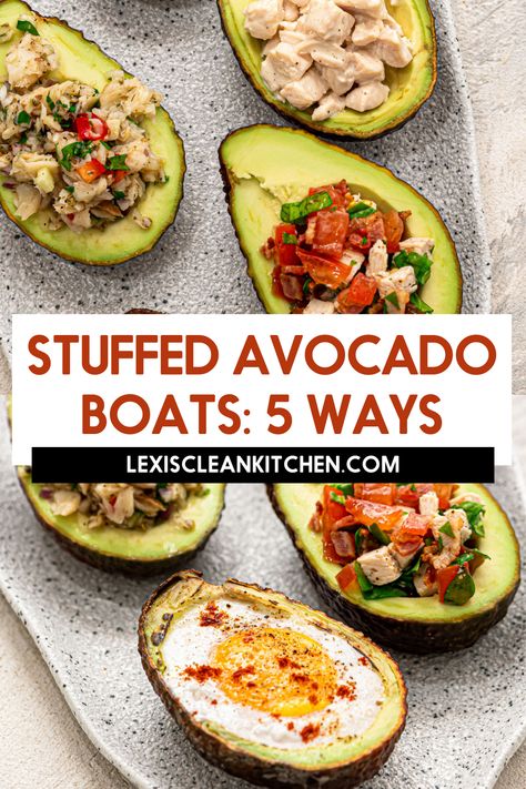 Tuna Salad Ingredients, Avocado Boats, Avocado Snack, Avocado Recipes Healthy, Stuffed Avocado, Lexi's Clean Kitchen, Healthy Avocado, Delicious Paleo Recipes, Avocado Salad Recipes